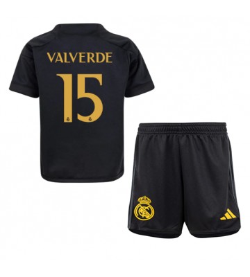 Real Madrid Federico Valverde #15 Tredjeställ Barn 2023-24 Kortärmad (+ Korta byxor)